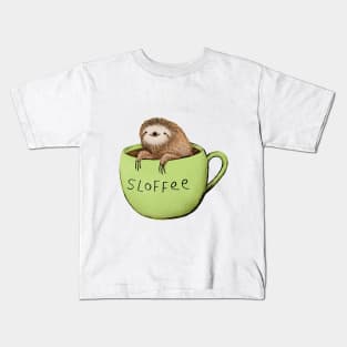 Cute coffee sloth Kids T-Shirt